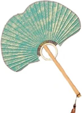 The Handy Homestead Elegant Rice Paper Fan Ginkgo Round Chinese Hand Fan For Photos And Home Decor green