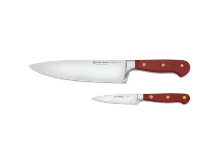 WÜSTHOF Classic Messerset mit Kochmesser und Gemüsemesser, Tasty Sumac (Dunkel-Rot)
