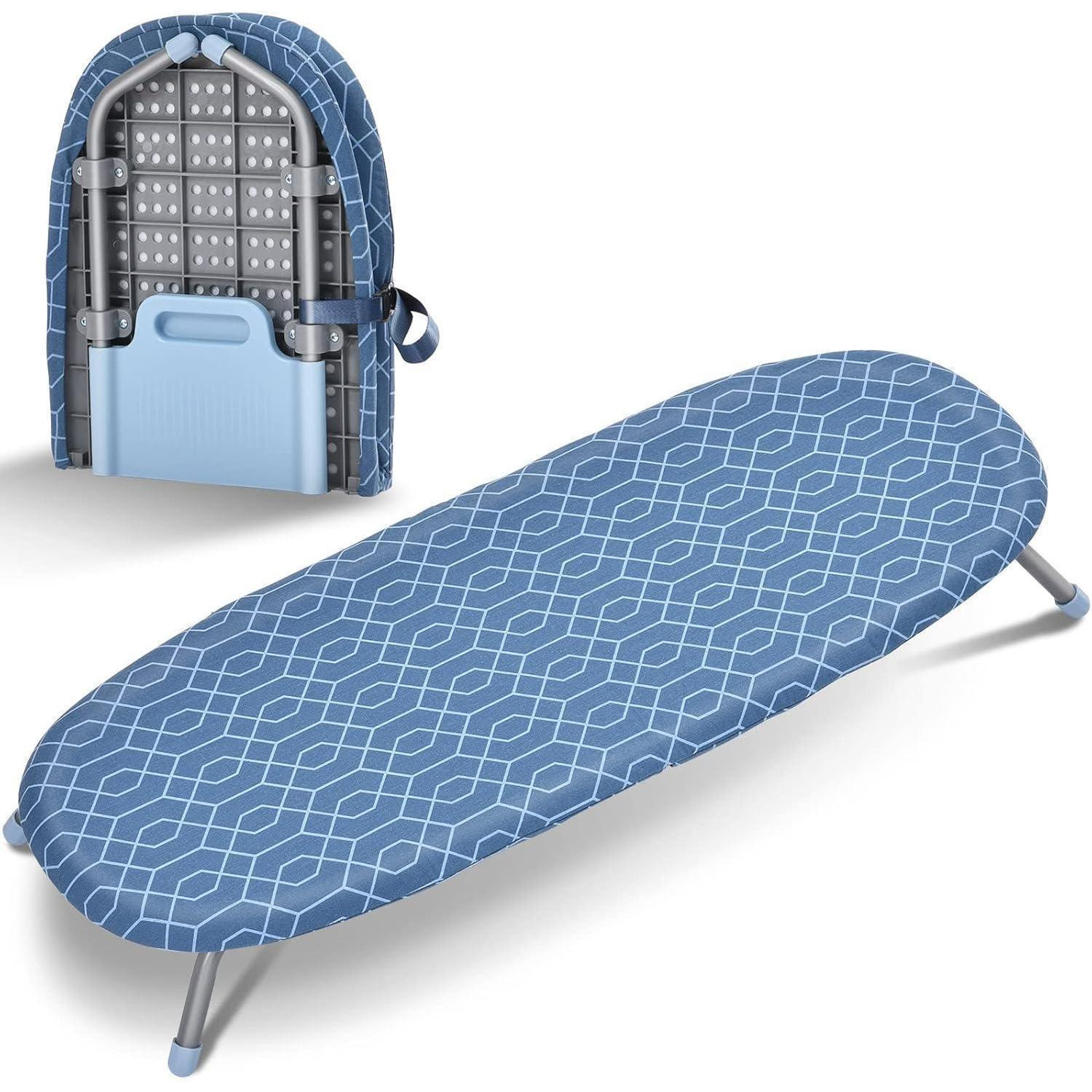 Kingrack Opklapbare strijkplank blauw met 2 afneembare hoezen, Breedte: 31 cm, Hoogte: 82 cm
