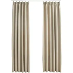 vidaXL Verdunkelungsvorhänge mit Haken 2 Stk. Beige 140x175cm