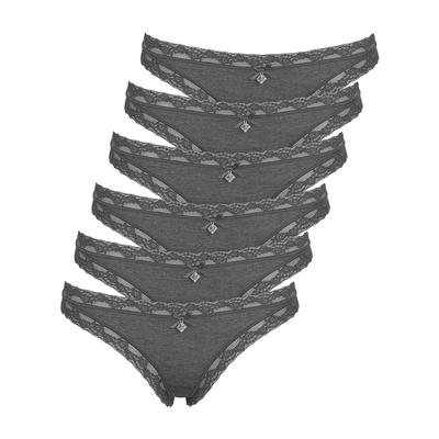 String LIKE IT "6er Pack Damen String Kim", Damen, Gr. L, grau (dunkelgrau), Obermaterial: 95% Modal CMD. 5% Elasthan EL., Unterhosen String