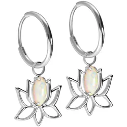 Titan Ohrclicker Creolen LOTUSBLÜTE + SYNTHETISCHER OPAL