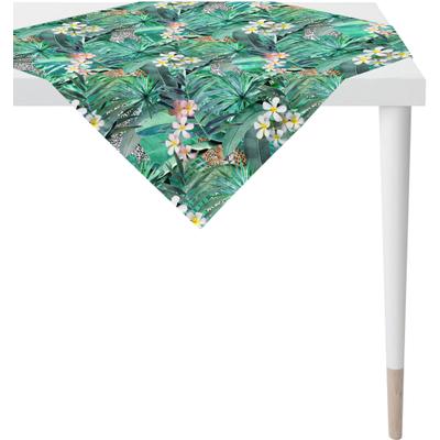 Mitteldecke APELT "6852 SUMMERTIME, Sommerdeko, Sommer", bunt (grün, bunt), B:85cm L:85cm, Baumwolle, Tischdecken, Mitteldecke, mit tropischem Motiv, Digitaldruck
