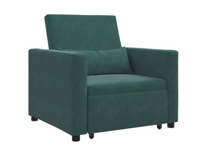 Heofavd 3-in-1 Einzel Schlafsofa Dunkelgrün Samt Sessel mit Rädern