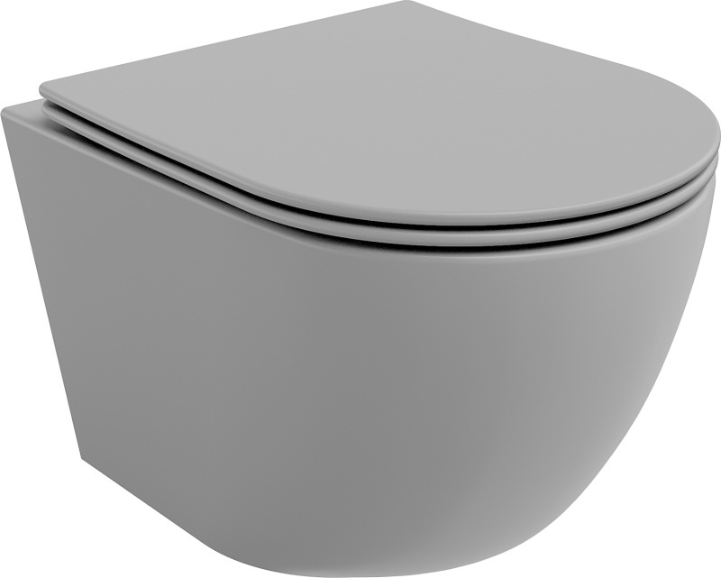Mexen Lena WC-Schüssel Randlos mit slim Sitz und Absenk-Automatik, duroplast, Hellgrau matt - 30224061