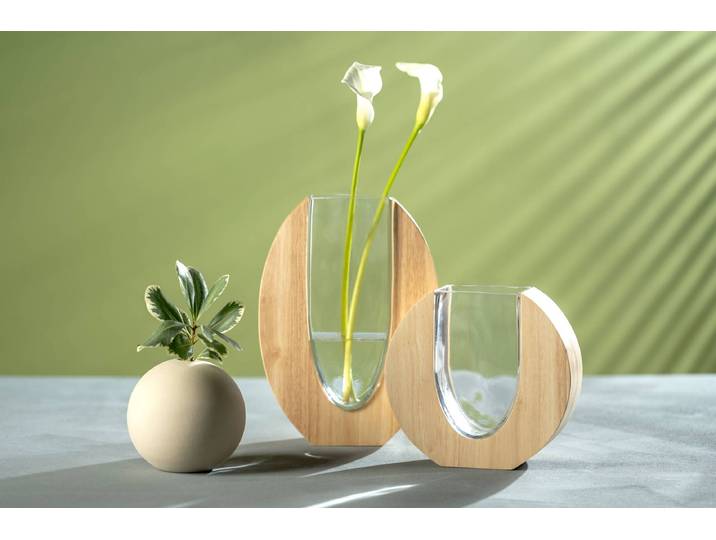 Vase Legno 21 x 28 x 7cm Transparent/Marron