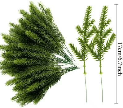 Inspire Curations 20PCS Artificial Pine Needle Branches DIY Christmas Greenery For Garland & Decor style B 17cm 20pcs
