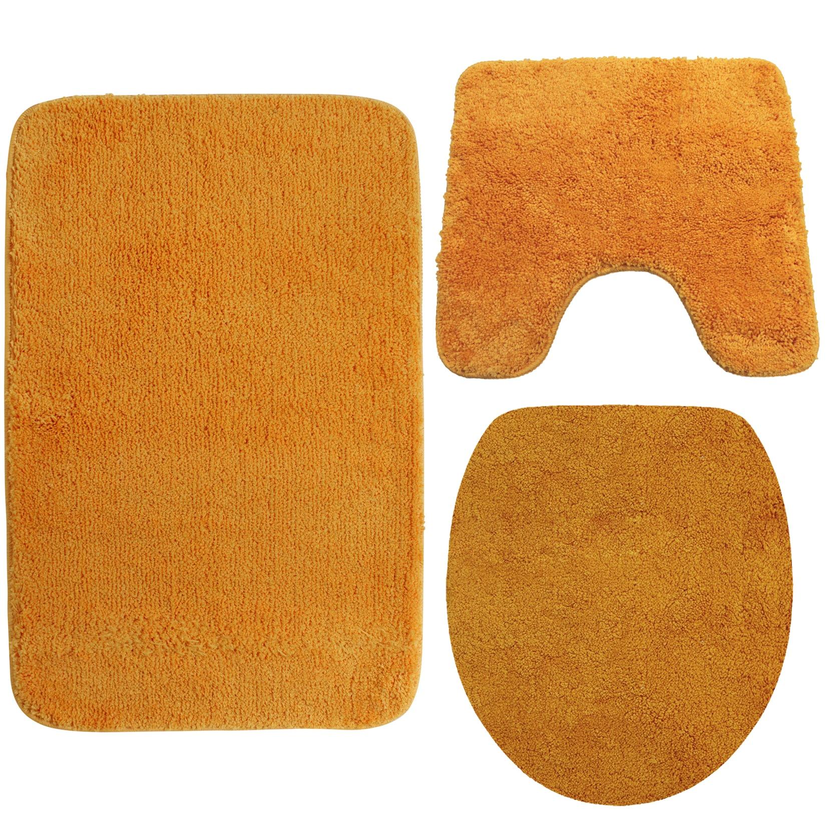 NYVI Badematte NYVISpa Lasalle - Badezimmerteppich - Rutschfest, Saugfähig, Schnell Trocknend, Fußbodenheizung geeignet, Waschbar, Weich Farbe:Orange;Größe:Set 3-teilig