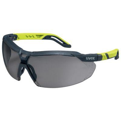 Schutzbrille Uvex i-5, ergonomisch, Augen- und Seitenschild, UV-Filter, verstellbarer Bügel, metallfrei, Kunstsoff, anthrazit-gelb