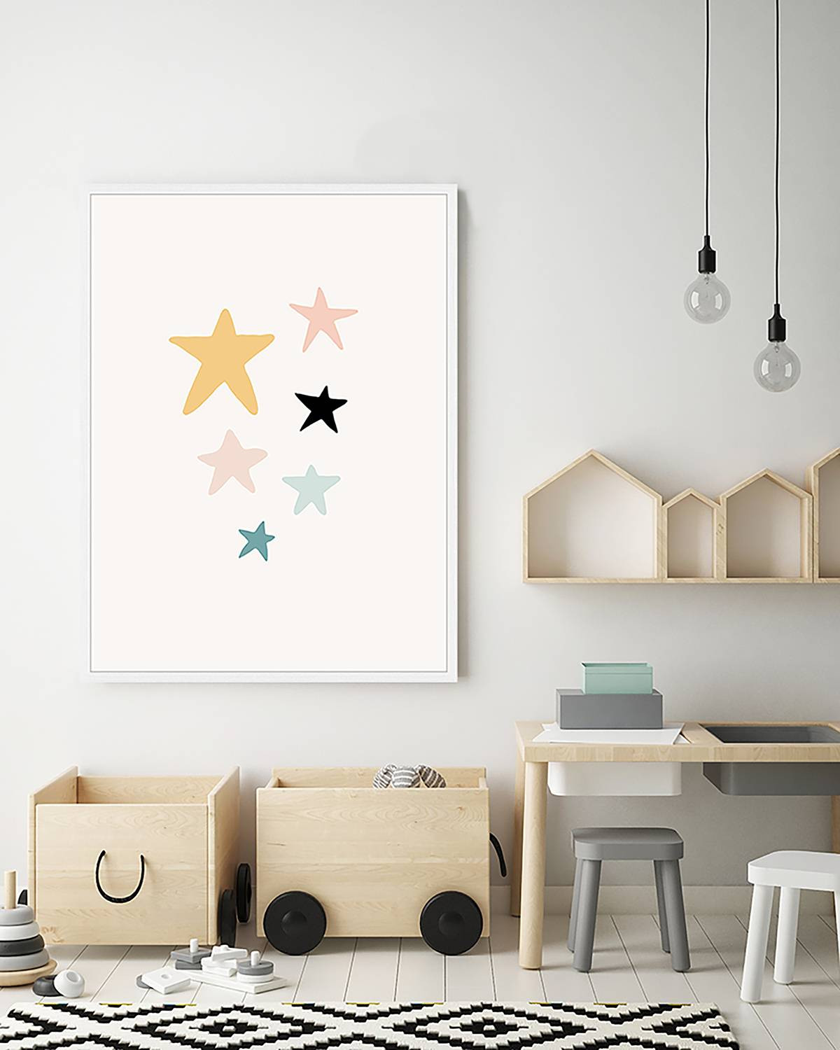 home24 Love Stars abstracte wanddecoratie in meerdere kleuren, 63 x 83 cm