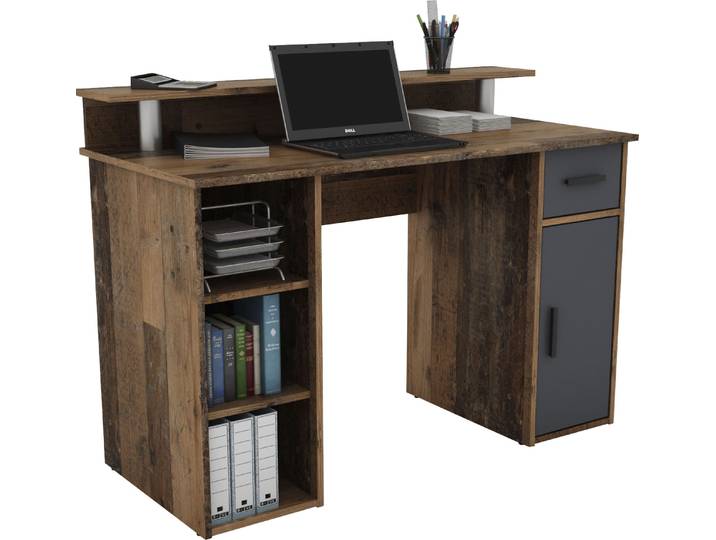 Schreibtisch GOODPRODUCT Derby , braun (old wood, anthrazit, old wood, old wood), B:120cm H:88cm T:55cm, Tische, Schreibtisch, Breite 120 cm