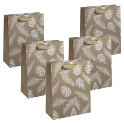 SIGEL Geschenktüten 26,0 x 33,0 cm Pine cones and pine branches braun