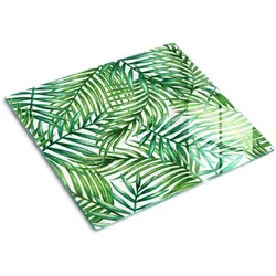 GLASPLATTE 60x52 cm Palmblätter