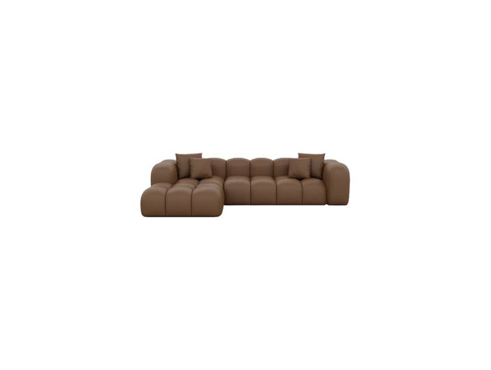 4-Sitzer Design Echtleder Ecksofa „Alba“ Echtleder Choco Brown BLOOMINGLOFT Collection