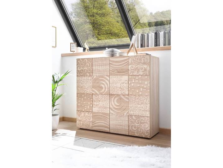 Highboard Miro 121 x 111 x 42cm Beige/Eiche Sonoma Dekor