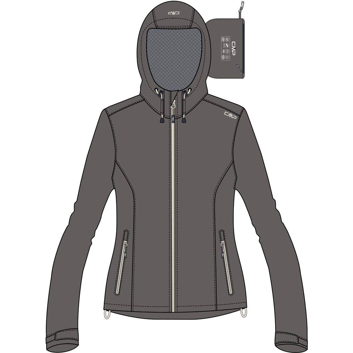 CMP Woman Jacket FIX Hood terra (Q955) 36 39X6636-Q955-36