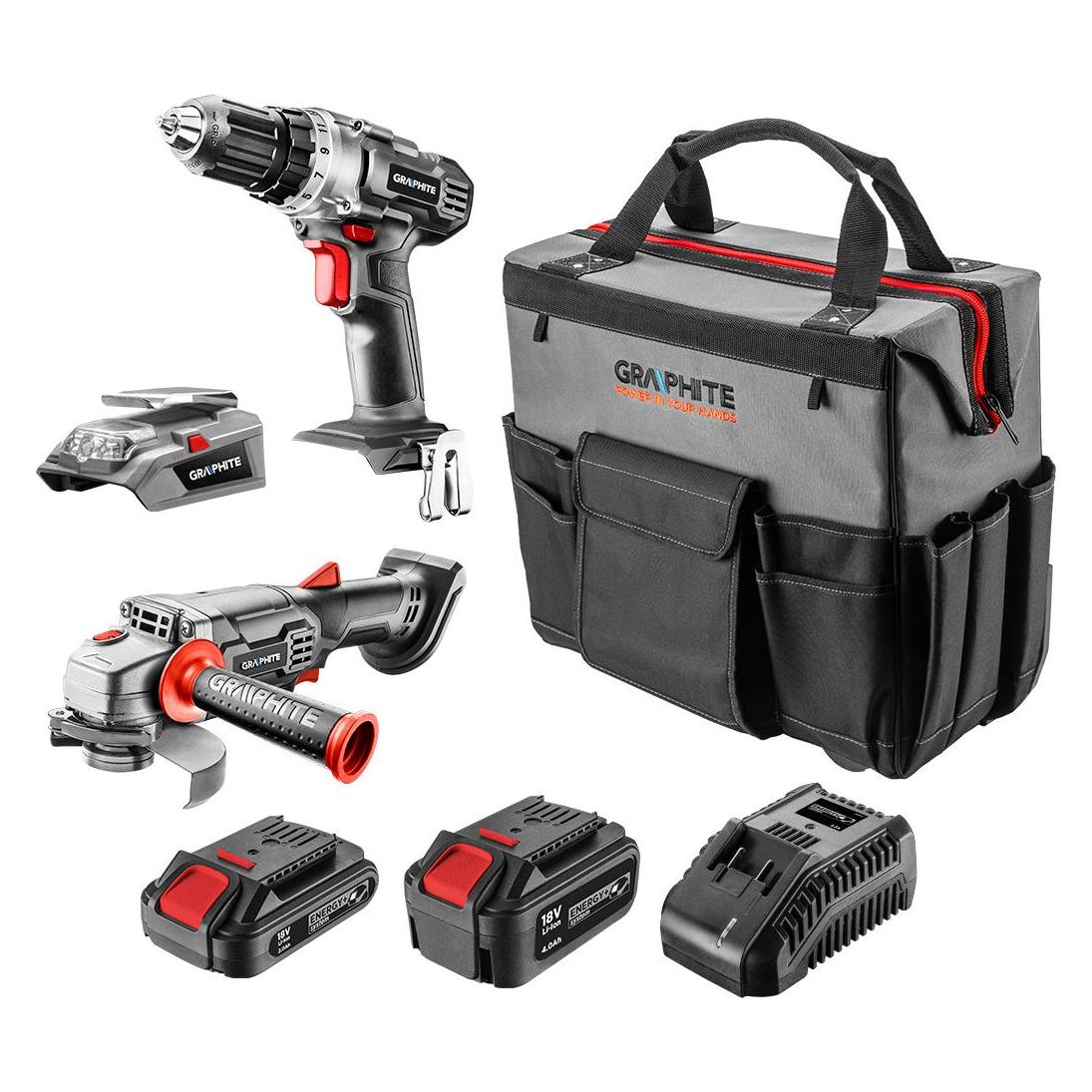 Graphite E + kit: drill (58G000), grinder (58G003), USB adapter (58G025), 2x batteries (58G001) (58G093-CS)
