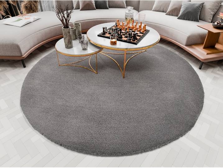 Hochflor-Teppich OCI DIE TEPPICHMARKE Soft Dream , grau, H:30mm Ø:160cm, Kunstfaser, Teppiche, Hochflor-Teppich, weich durch Microfaser, Shaggy, Langflor, Wohnzimmer