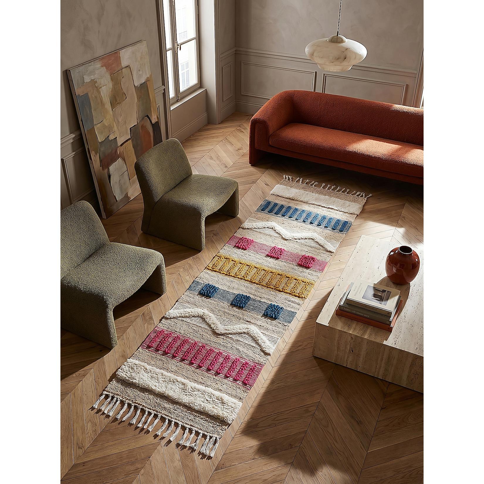 Läufer gestreift Natur-Bunt 60 x 230 cm - WHARFE Kadima Design