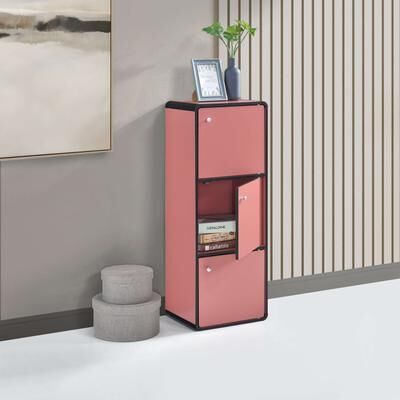 InRoom Designs 3-Door Storage Cabinet, Enclosed Multi-Tier Shelving, Freestanding Organizer for Living Room and Home Office