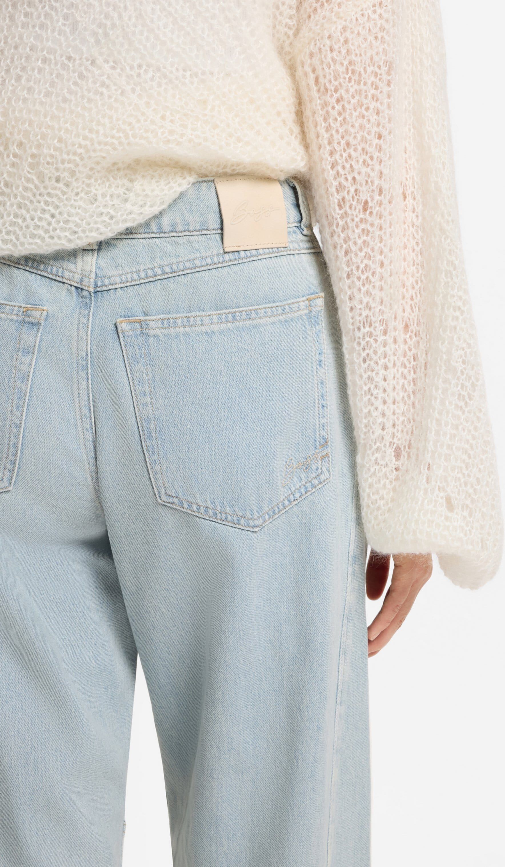 High-waist-Jeans BOSS ORANGE "BALOON HR 1.0 Premium Damenmode", Damen, Gr. 28, Länge 30, bright blau 436, Denim/Jeans, Obermaterial: 100% Baumwolle, Destroyed-Effekte, gerade, unten schmal lang, Jeans High-waist-Jeans, mit Abnähern, Destroyed-Effekte
