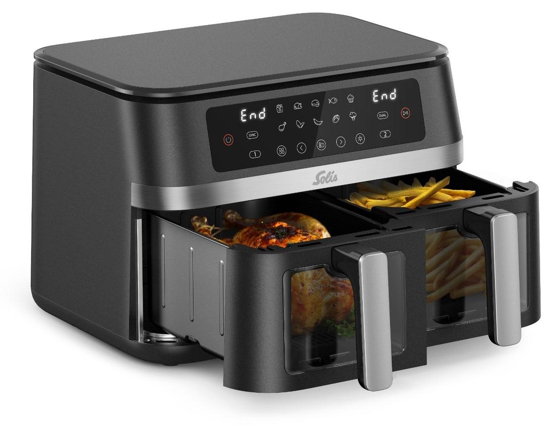Solis Air Fryer Duo Heißluftfritteuse mit 2 Kammern, 11 L & Sync-Funktion