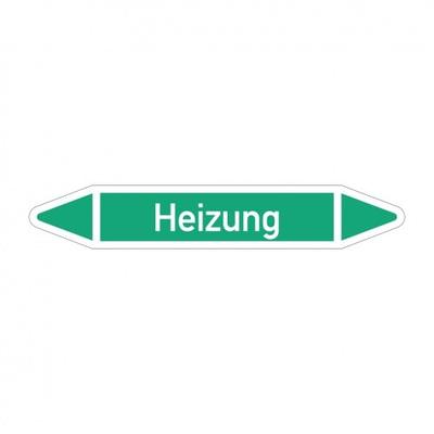 Aufkleber I RKZ-Etikett Heizung,DIN 2403,grün/weiß,für Ø 25-40mm,154x26mm,5/Bogen