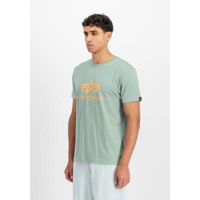 T-Shirt ALPHA INDUSTRIES "Basic BL T-Shirt", Herren, Gr. S, grün (frost grün), Obermaterial: 100% Baumwolle, Shirts T-Shirt