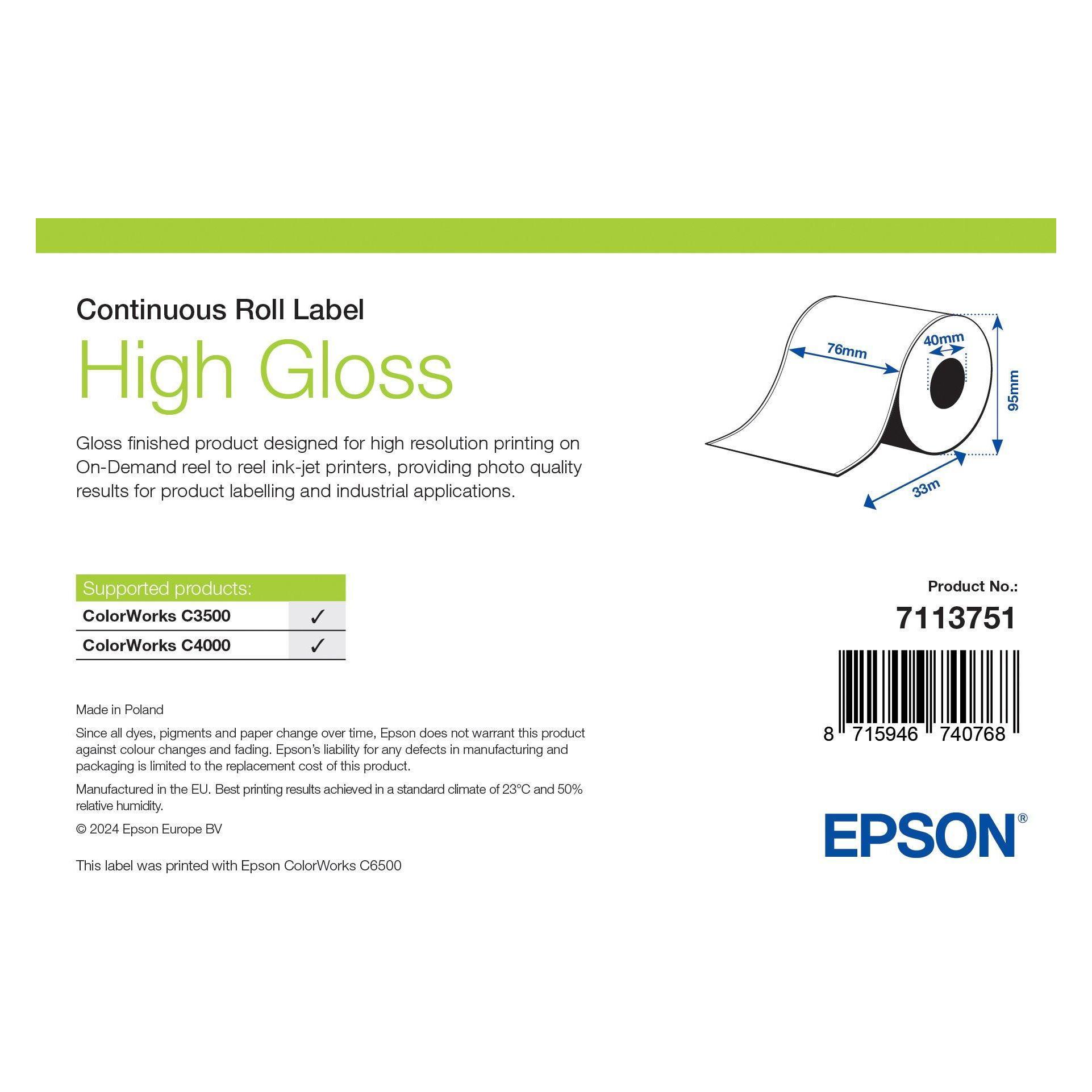 Epson High Gloss Label Continuous (76 mm) (7113751)
