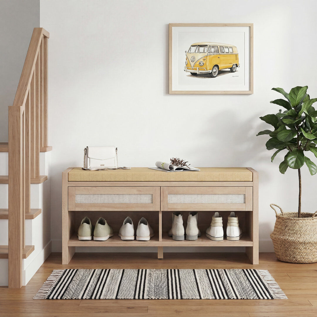 17 Stories 6 Pair Shoe Storage Oak Wood, Cream 6