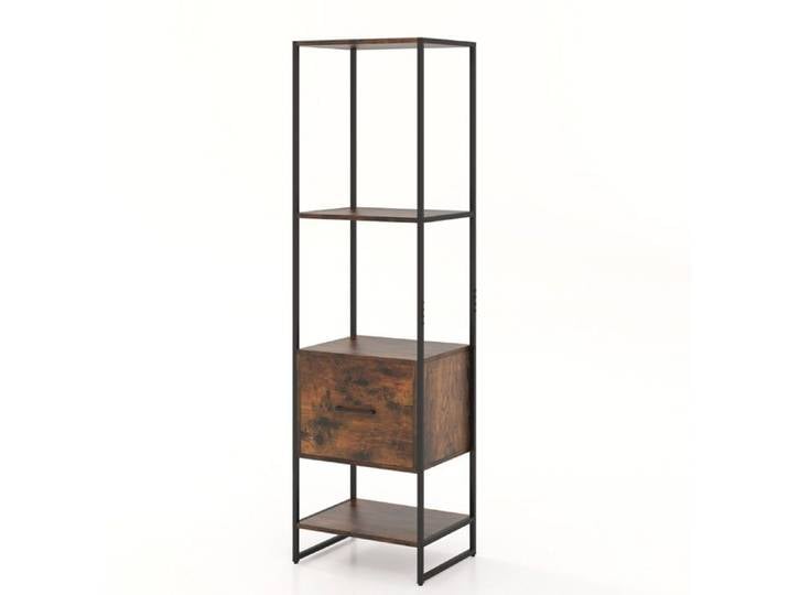Étagère de rangement - HELLOSHOP26 - Etagère de rangement - 4 étagères - Tiroir - Métal noir