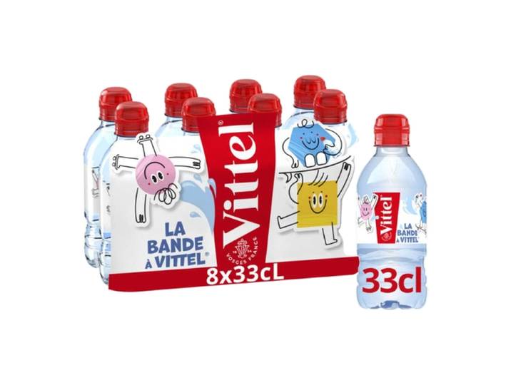 Vittel Eau minérale naturelle avec bouchon sport - 8 x 33 cl