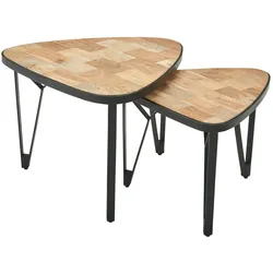 WOHNLING WL6.348 Design Couchtisch (2er Set) Akazie 60 cm x 60 cm x 45 cm