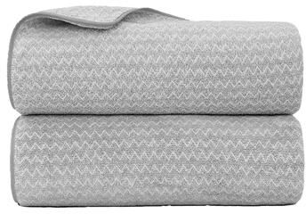 JML Highly Absorbent Chevron Fleece Bath Towel Set of 2 with Hanging Loops