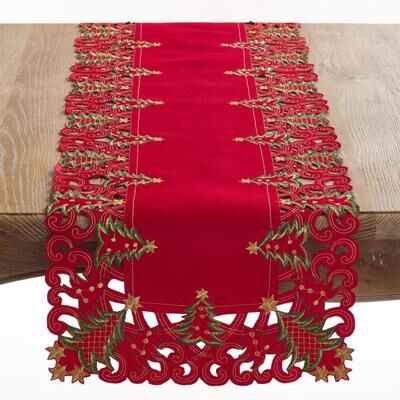 Saro Lifestyle Christmas Trees Holiday Table Runner