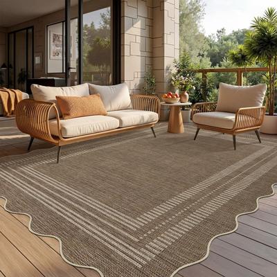Garvee Easy Jute Scalloped Bordered Area Rug