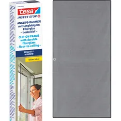 TESA 55360-2 - tesa® Insektenschutz Anklipsrahmen für Fenster, 1,20 x 2,40 m