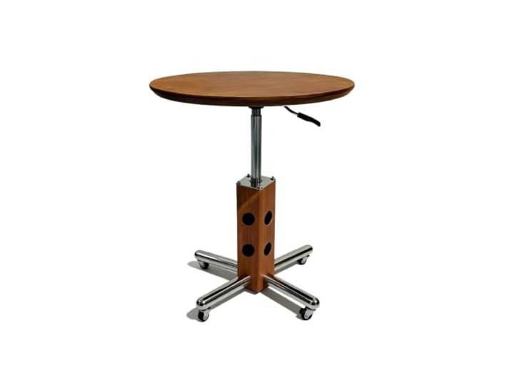 Runder Couchtisch mit anhebbarer Platte, höhenverstellbarer Beistelltisch Höhenverstellbar, Retro-Metallgestell, multifunktionaler Couchtisch für kleine Räume & Luxushaus(B(Solid Wood),23.6in)