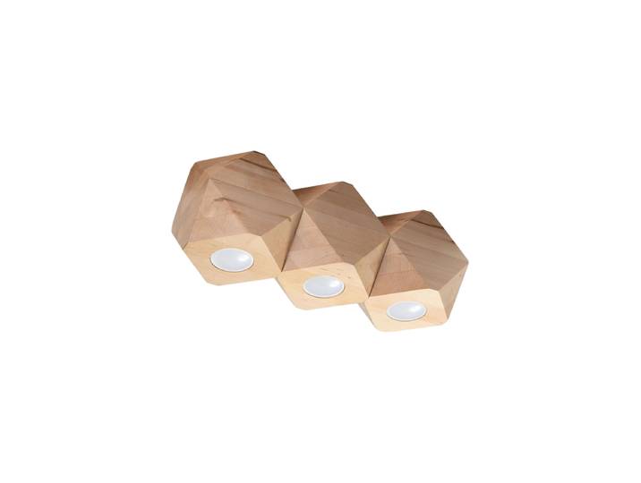 Design Deckenlampe „Woody“ 3-flammig Naturholz Sollux Lighting