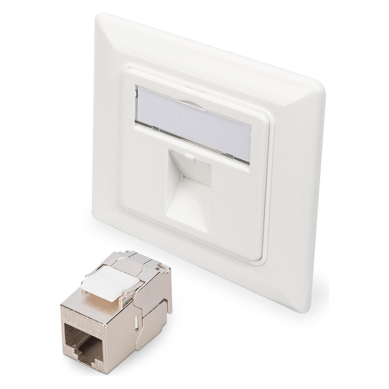 Digitus Frontplatte 50x50 Zentralplatte, RAL9003 mit 1x DN-93615-S Keystone Modul (DN-93811-1)