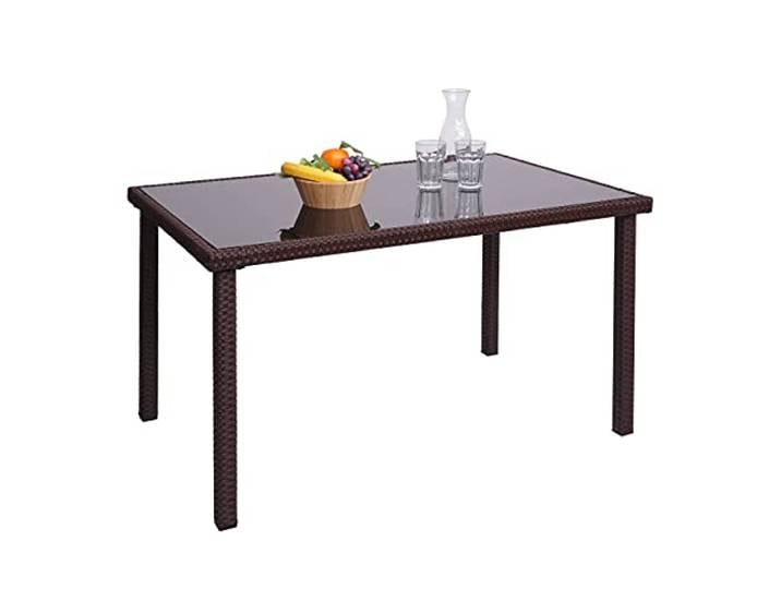 Mendler Poly-Rattan Tisch HWC-G19 120x75cm - braun Gartentisch, Balkontisch