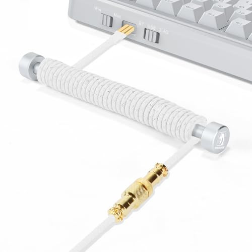 MAMBASNAKE Custom Opgerolde Toetsenbord Kabel en Cable Winder Set - Wit