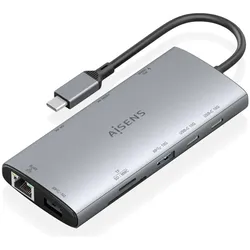 Aisens ASUC-10P050-GR (USB-C), Dockingstation + USB Hub, Grau