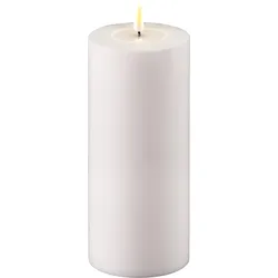 Deluxe Homeart LED Real Flame Outdoor Stumpenkerze weiß, Ø10 x H20cm, weiss
