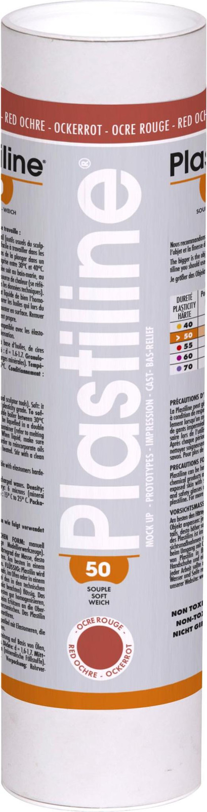 Plastiline boetseerklei Okerrood 1350T, 1 kg, hardheidgraad 50 (zacht)