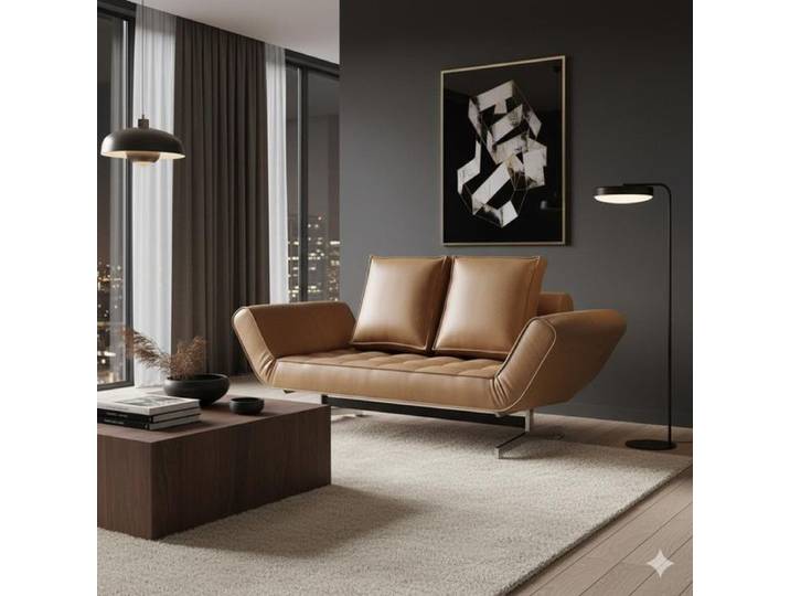 Schlafsofa Judy Kunstleder 67x210x93cm Braun klassischer Stil
