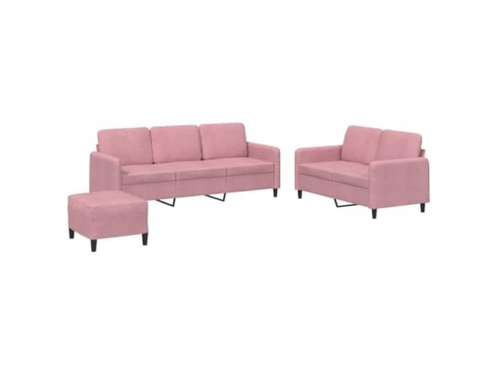Coespram 3-tlg. Sofagarnitur mit Hocker, 2- & 3-Sitzer Couchgarnitur Rosa Elegante Polstergruppe fürs Wohnzimmer: Weicher Samtbezug und solides Metallgestell bieten pure Entspannung im Alltag.