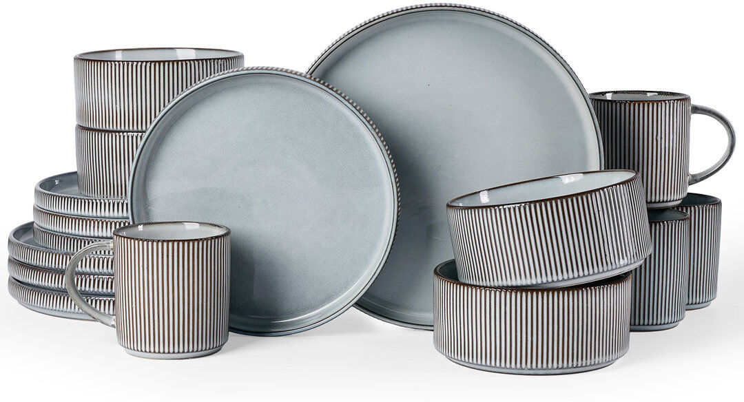 Latitude Run Stoneware Dinnerware Set Piece - Service for 4 Snowy Blue