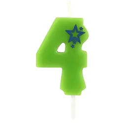 Papstar Zahlenkerze, Mini 6,8 cm grün "4"