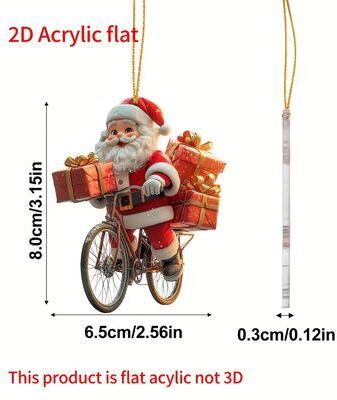 Modern Mode Marketplace Hanging Cartoon Santa, Acrylic Winter Decorative, Christmas Tree Pendants, Claus Bicycle Gifts Christmas Decoration 2